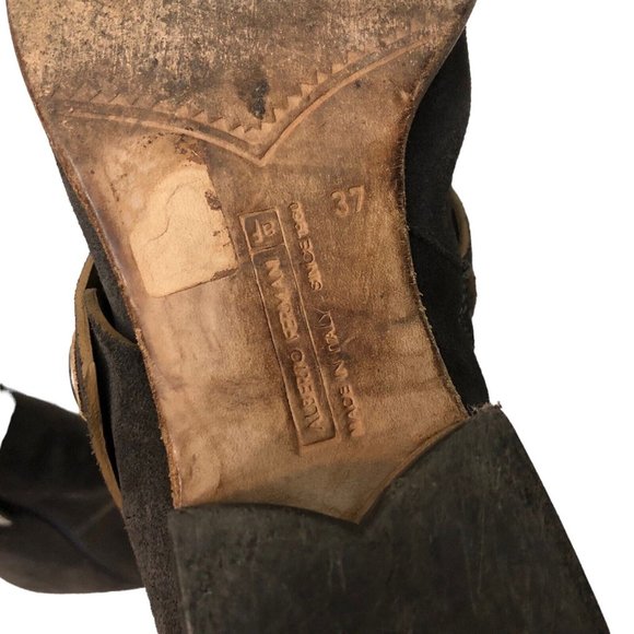 Alberto Fermani Brown Leather Suede Side zip Ankle Boot Retro Rustic Western 37 - Picture 6 of 7